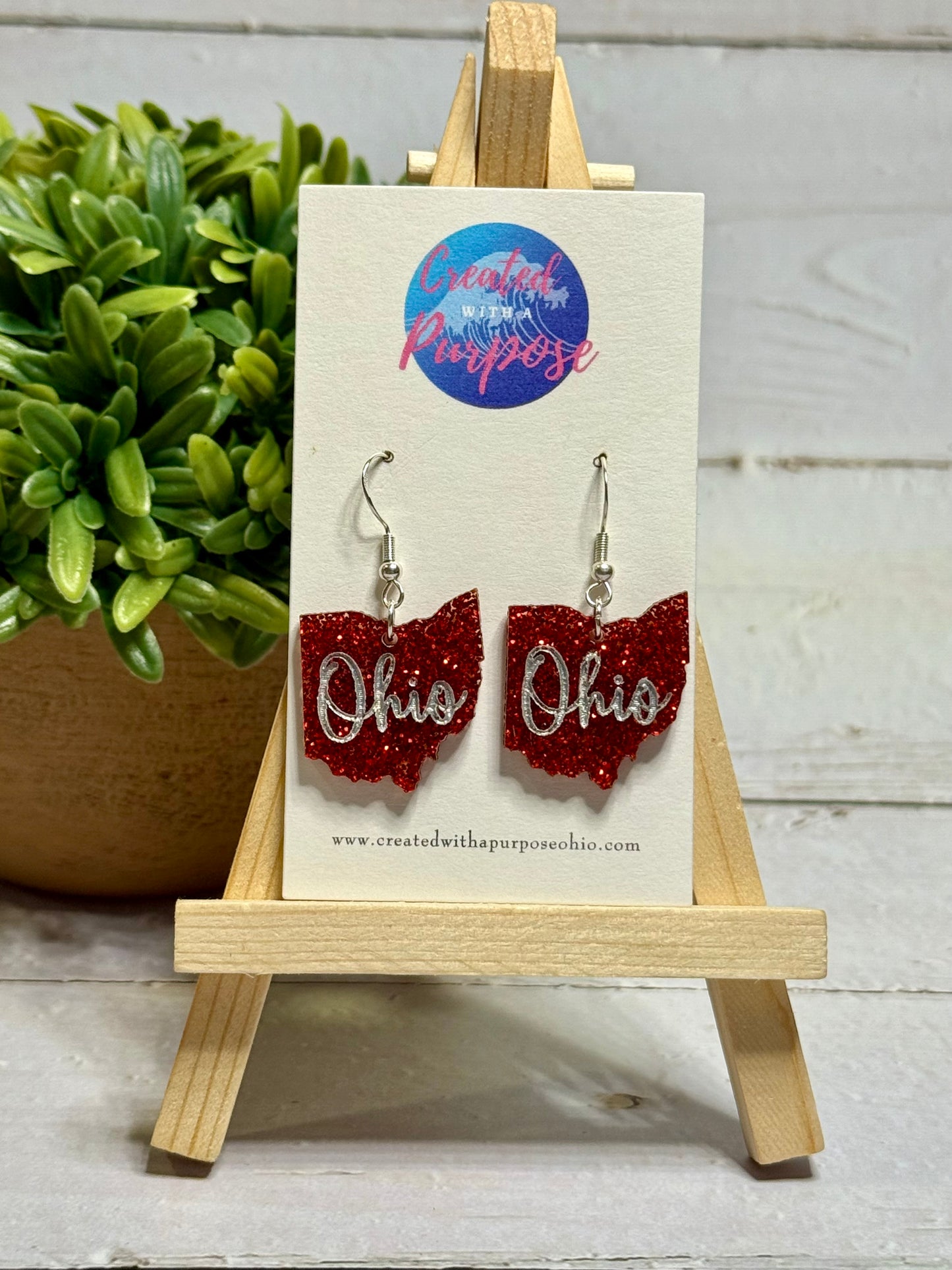 Red Glitter Ohio Dangle