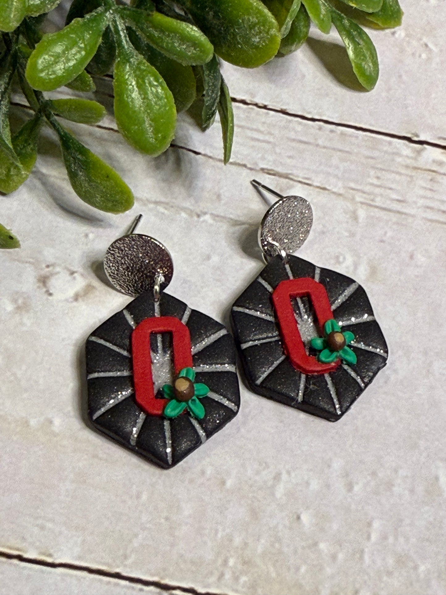 Black with O Earrings