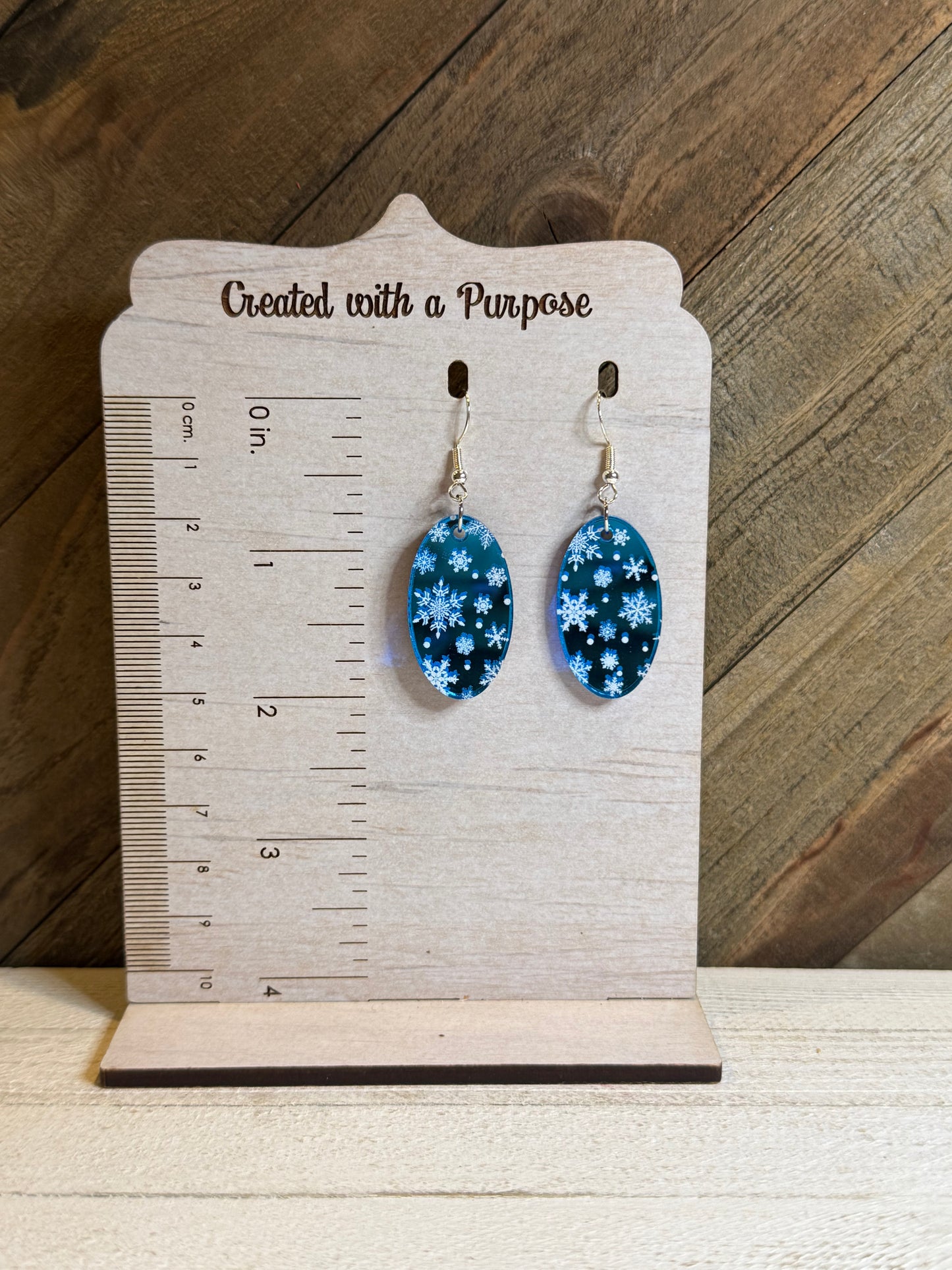 Blue Acrylic Snowflake Earrings