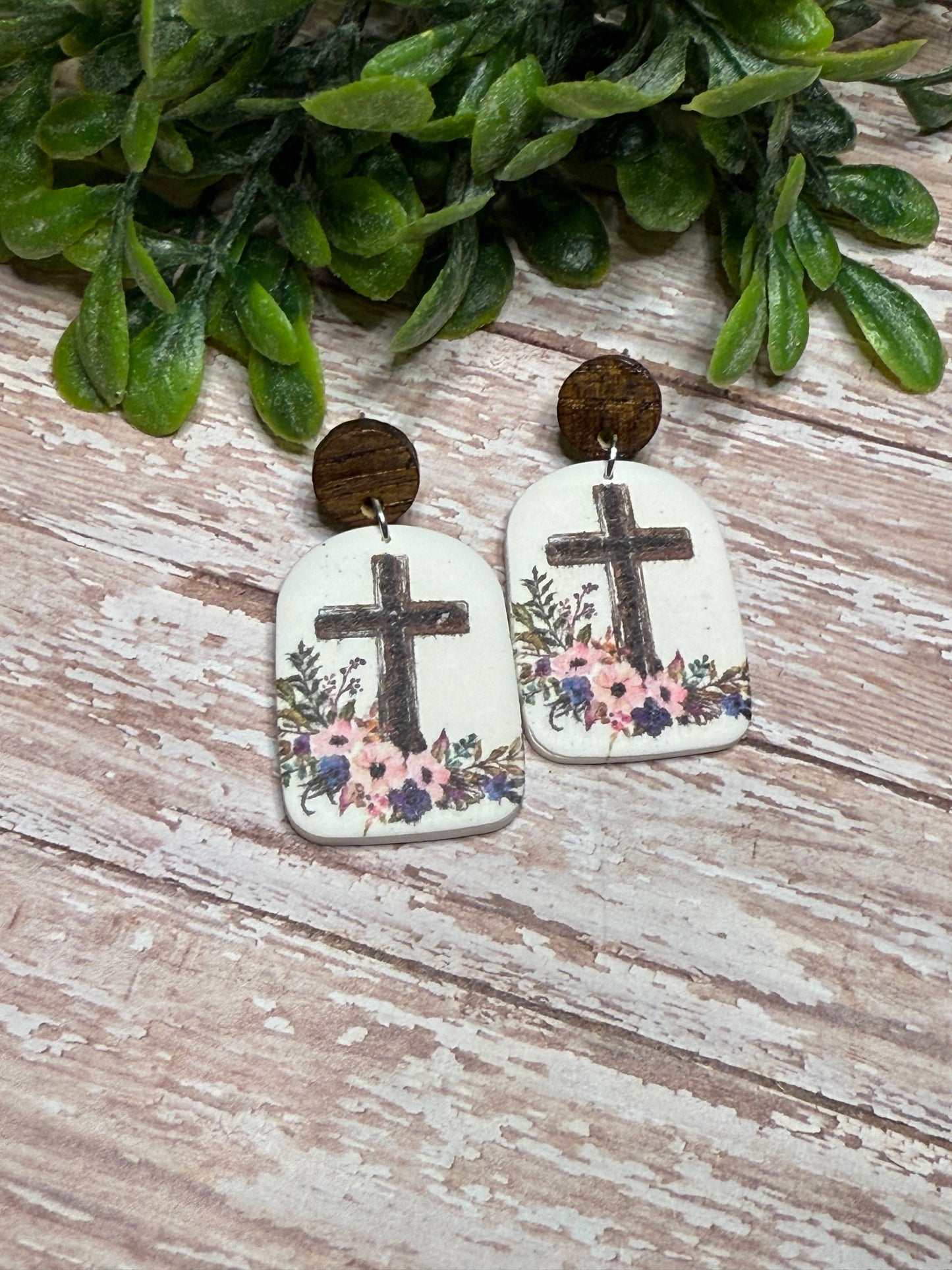 Pink and Purple Flower Cross
