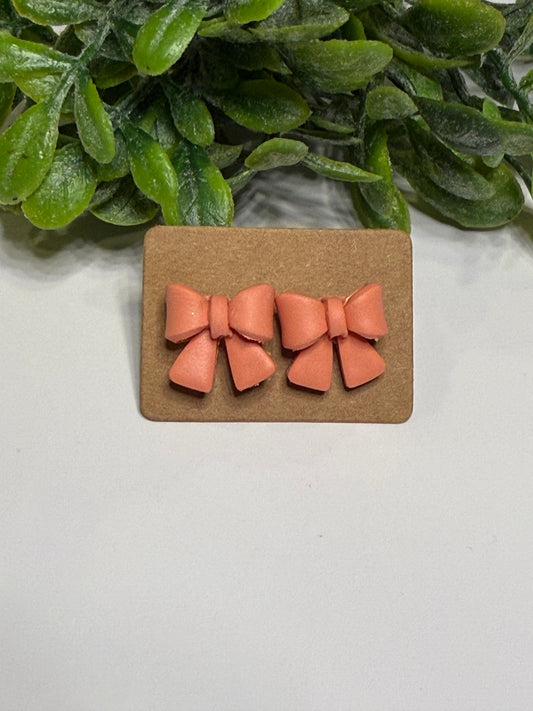 Peach Bow Studs