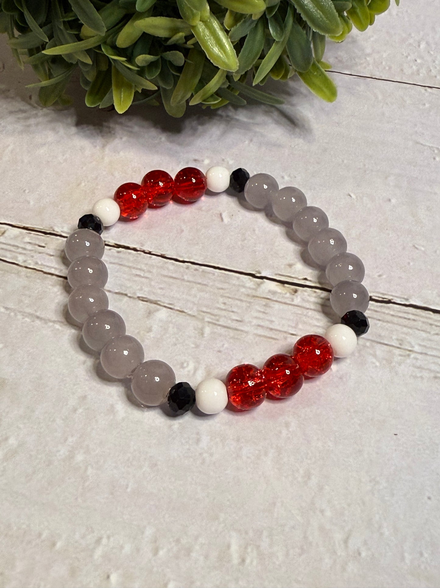 Red and Gray Stripe Bracelet