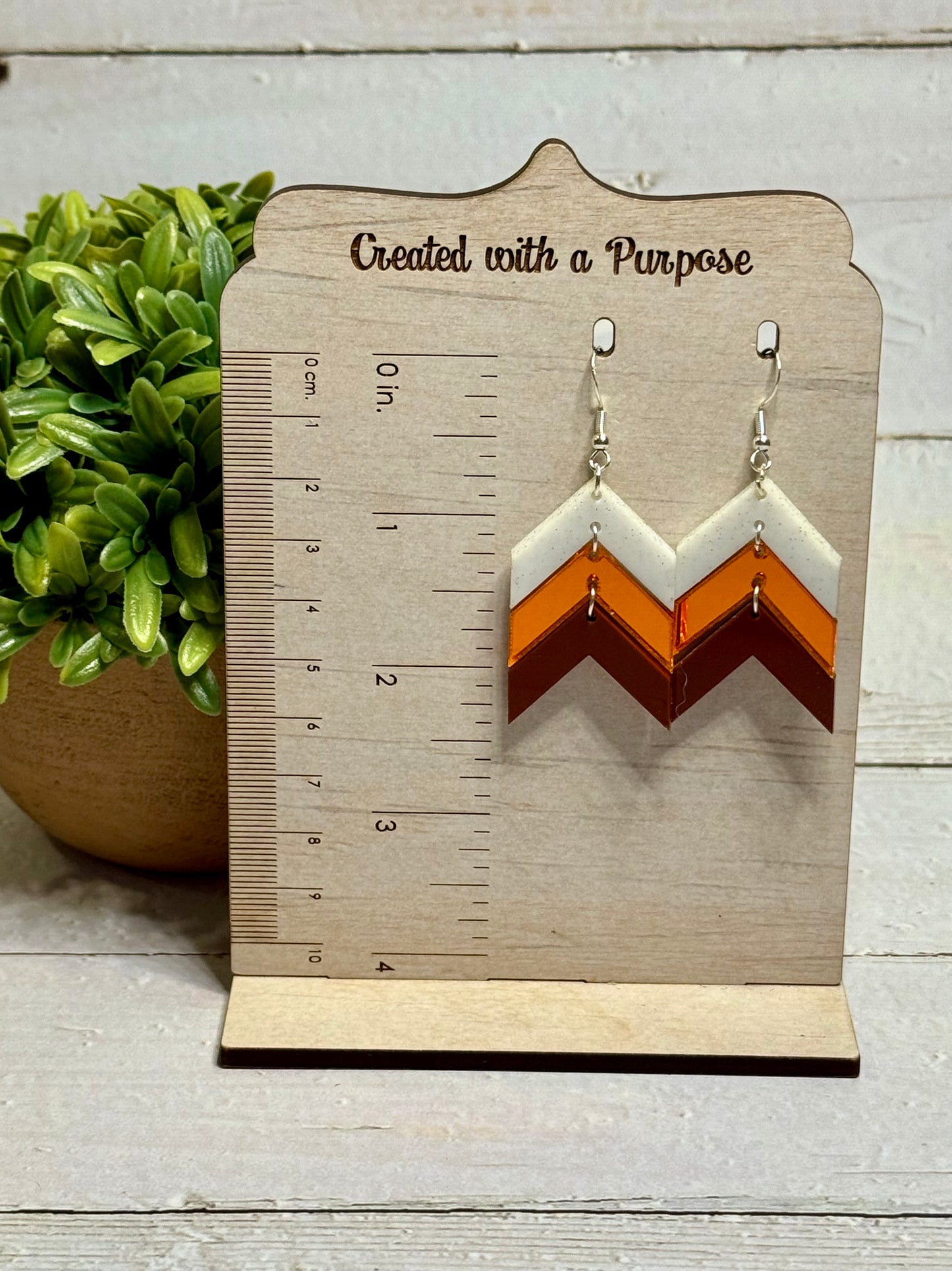 Glitter White, Orange, Brown Chevron