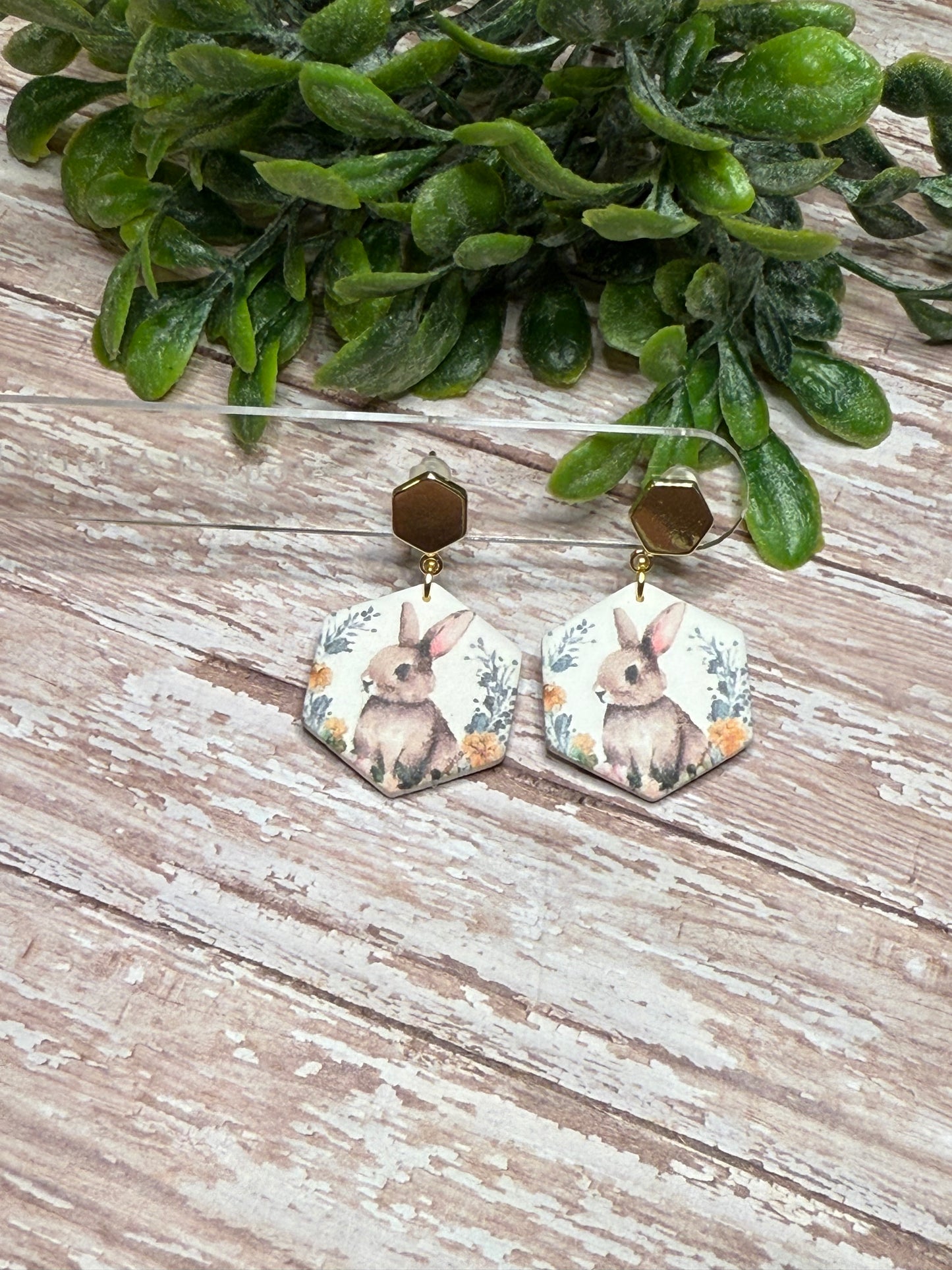Bunny Hexagon Earrings
