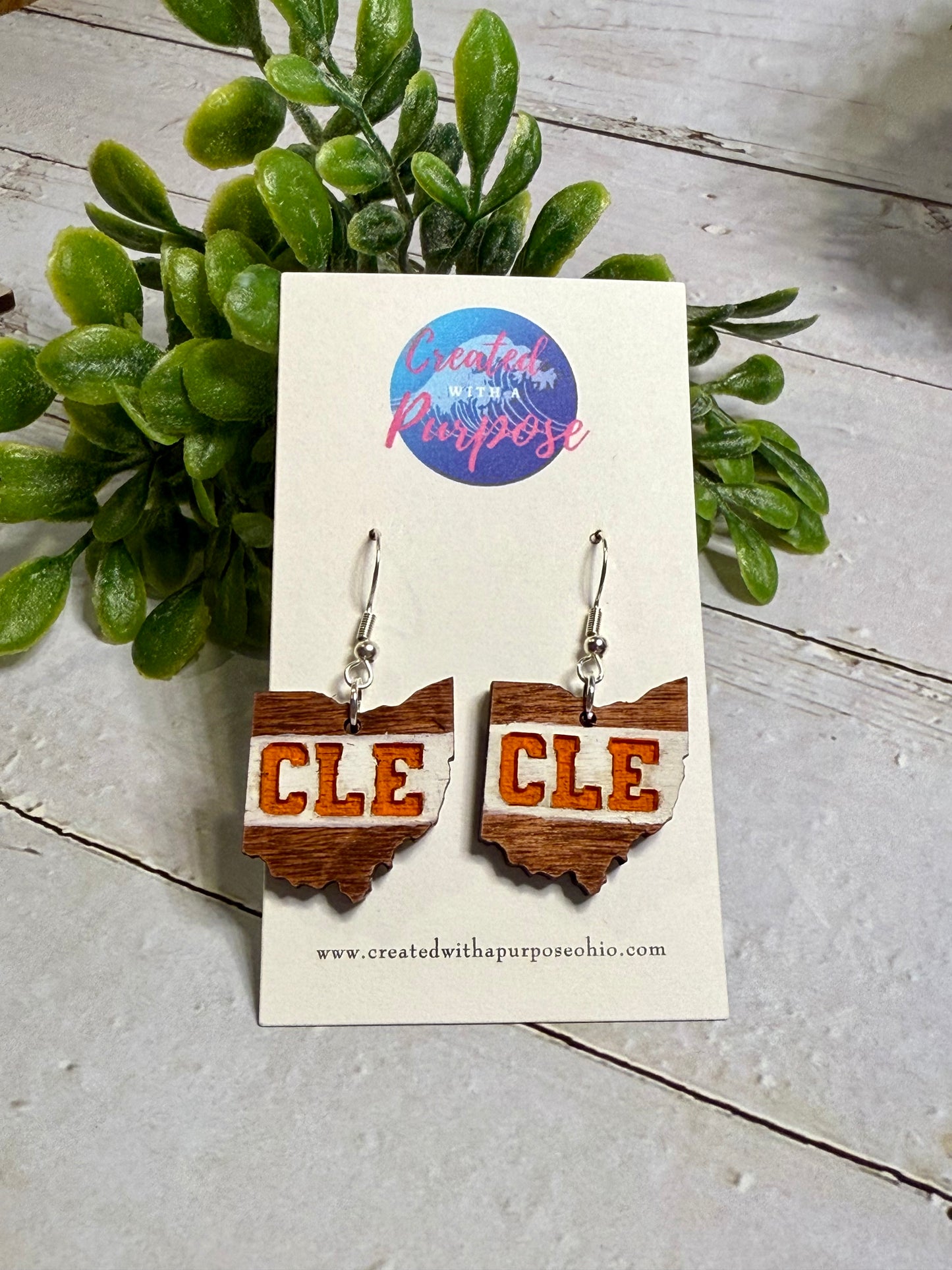 CLE White Stripe Earrings