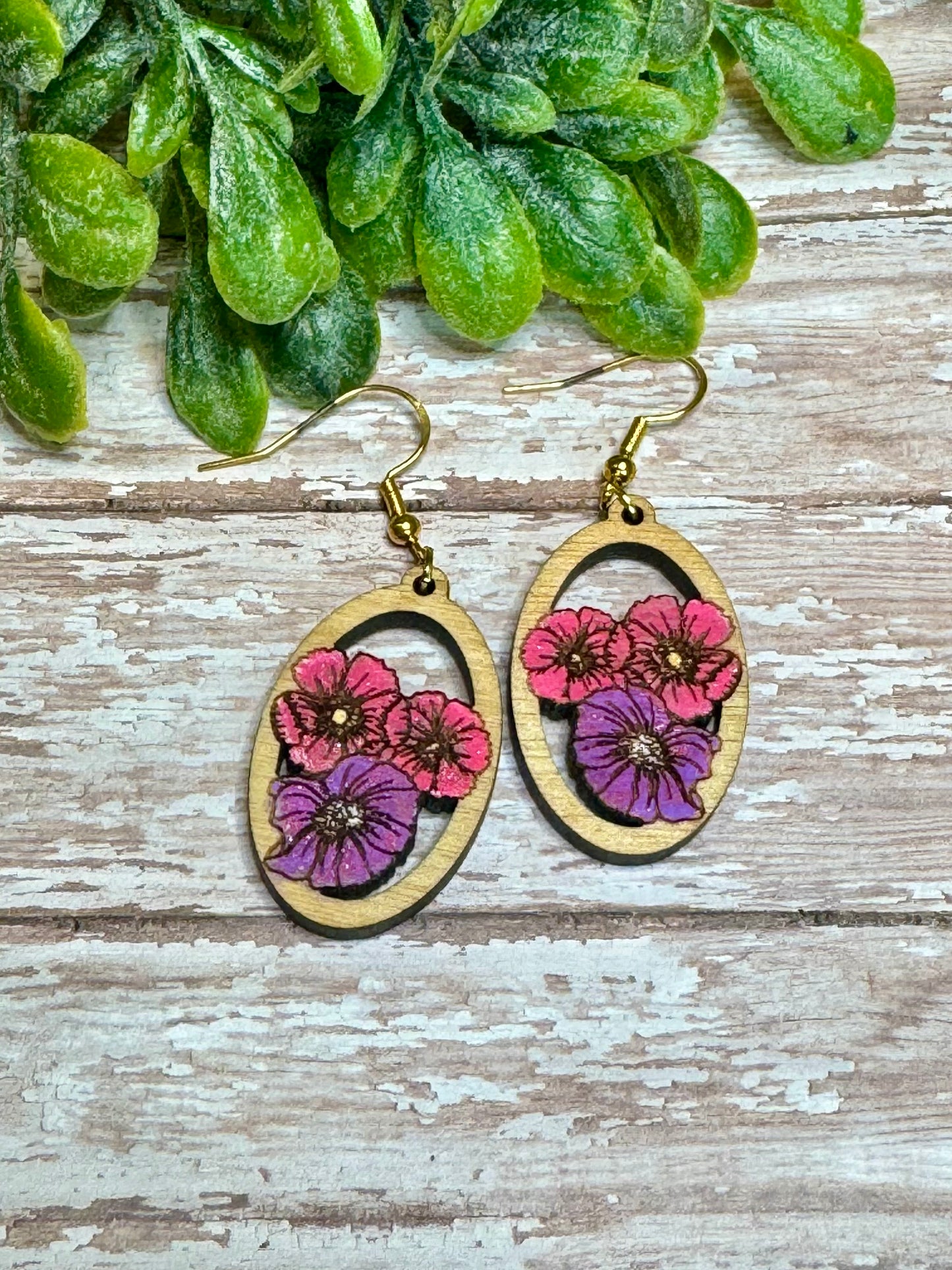 Pink and Purple Flower Earrings