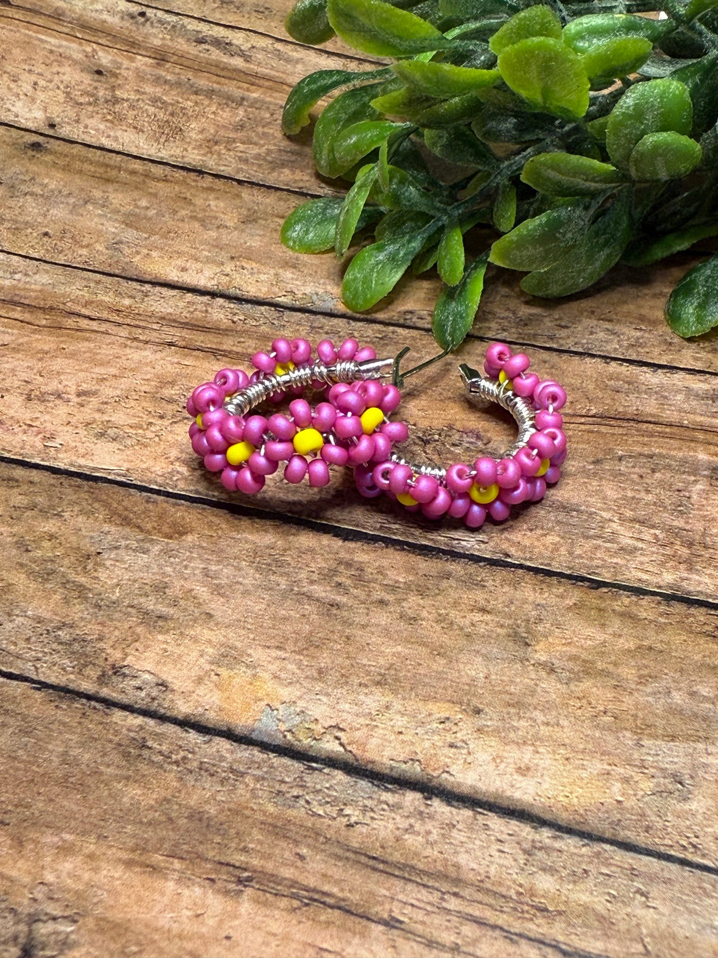 Pink and Yellow Flower Hoops