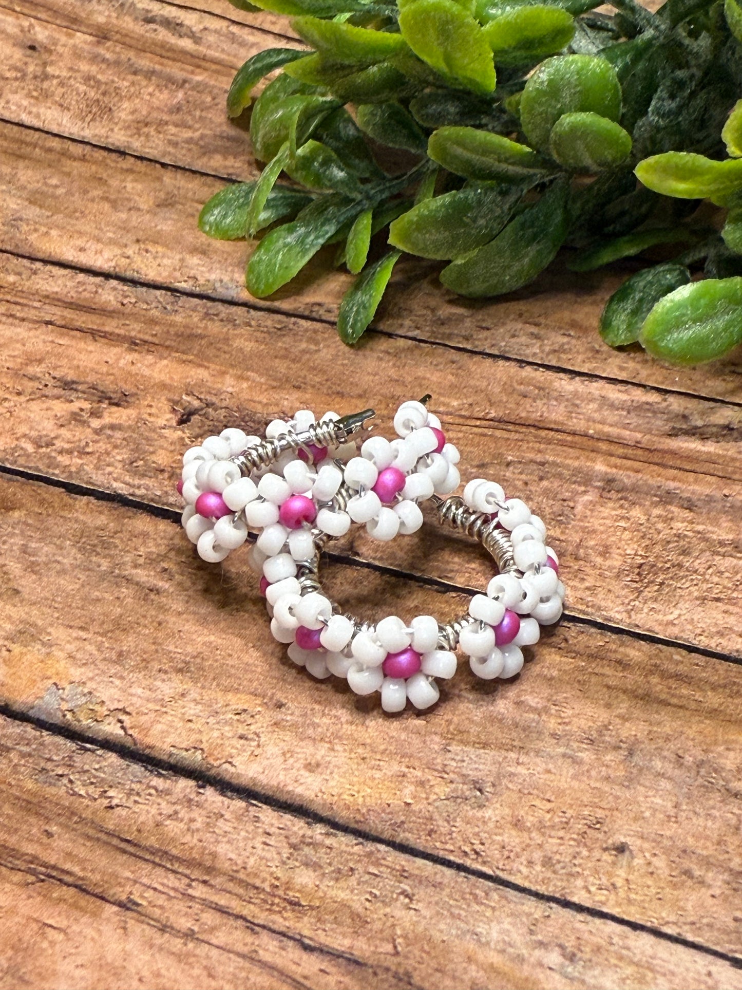 White and Pink Flower Hoop