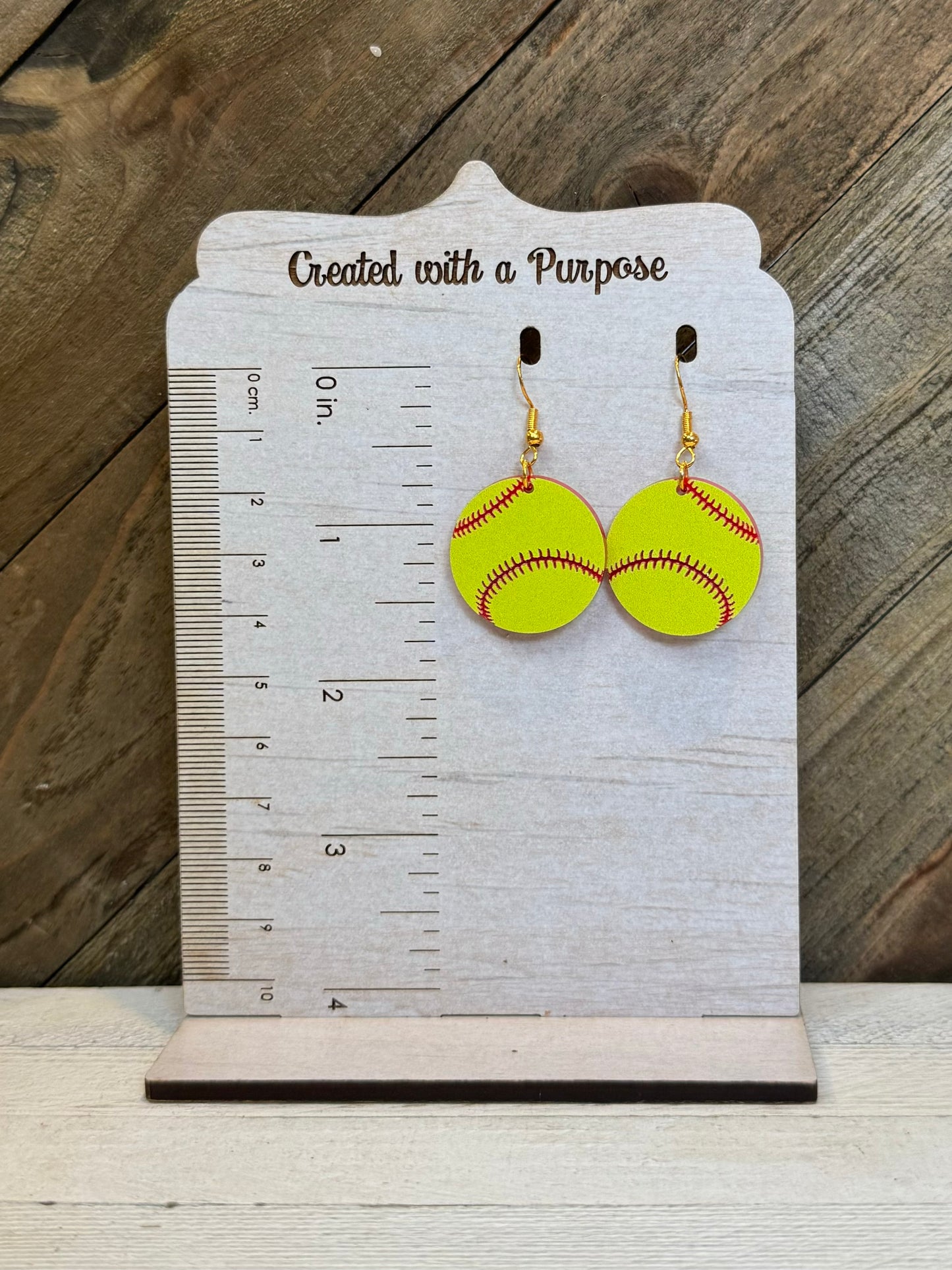 Acrylic Softball Earrings