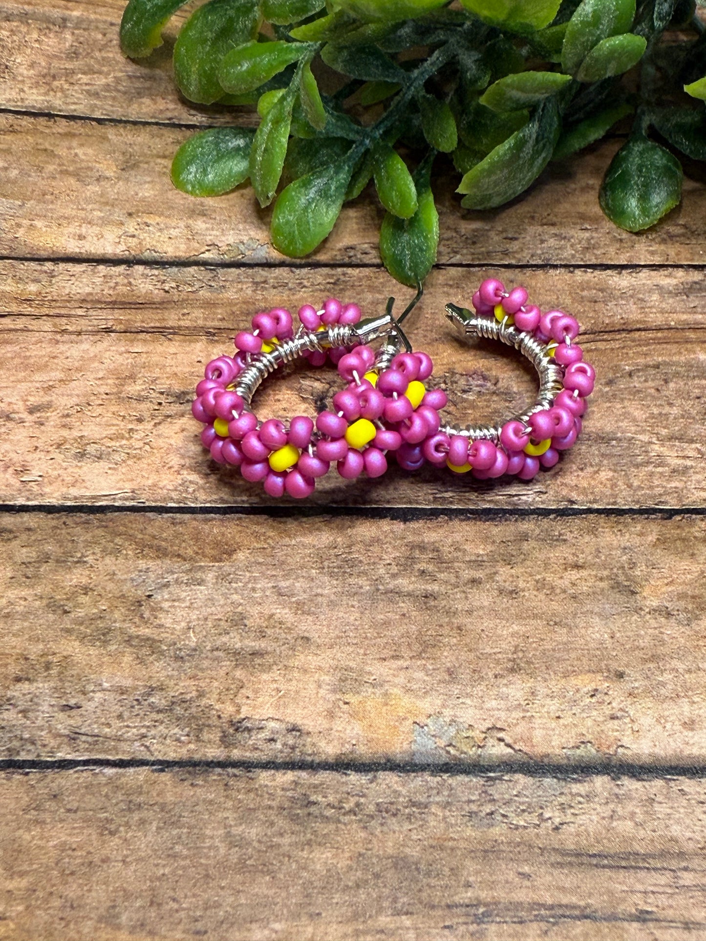 Pink and Yellow Flower Hoops