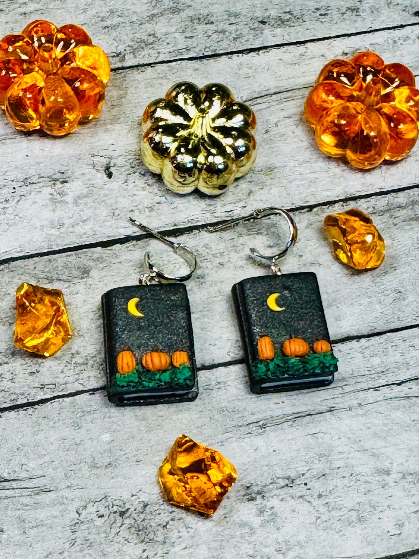 Pumpkin Book Earrings