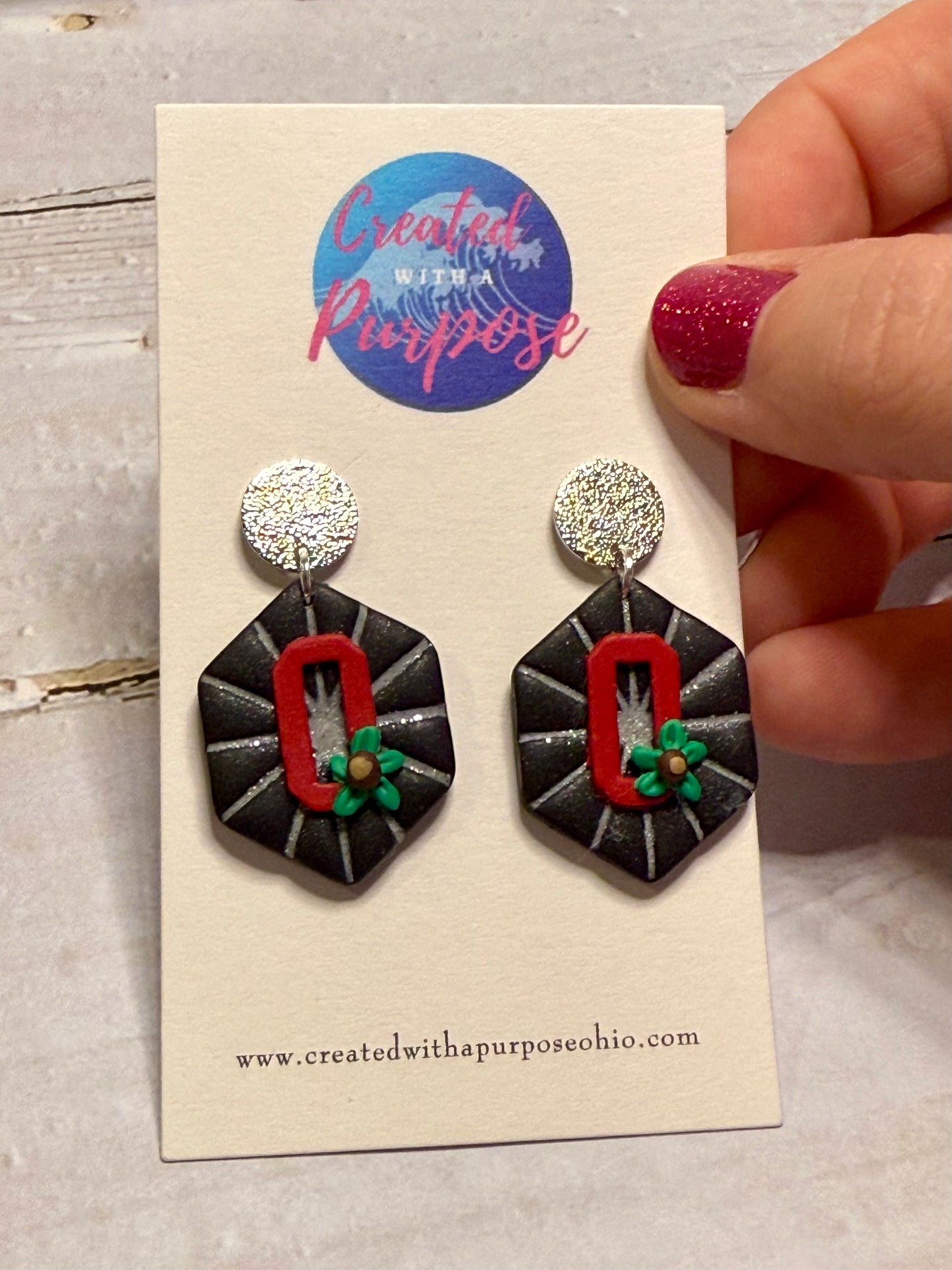 Black with O Earrings