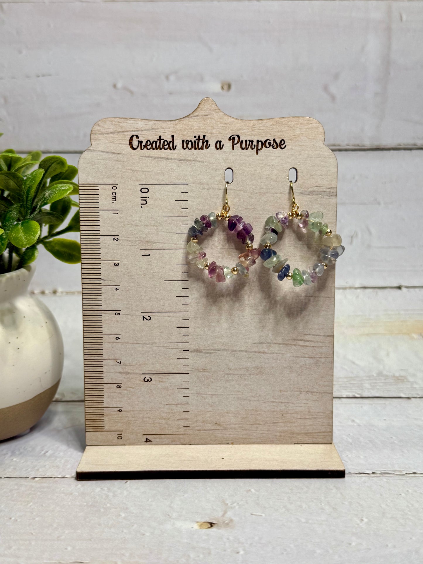 Purple/Green Circle Earrings