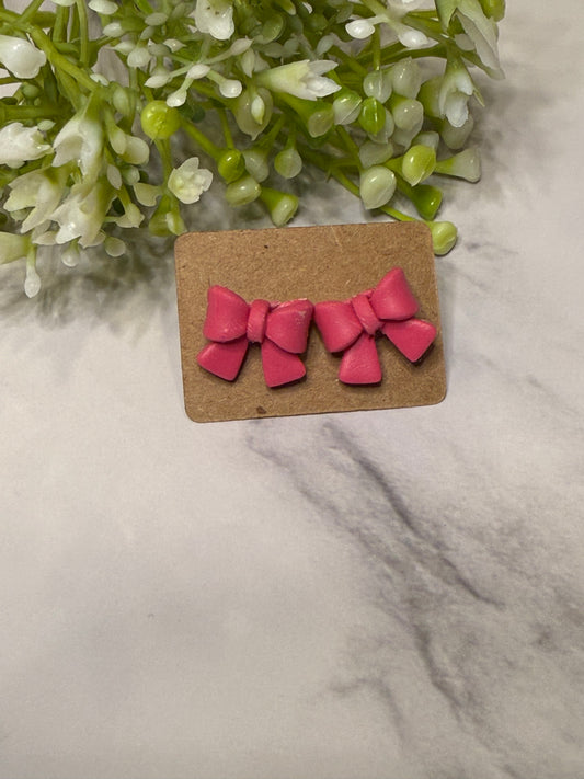 Hot Pink Bow Studs