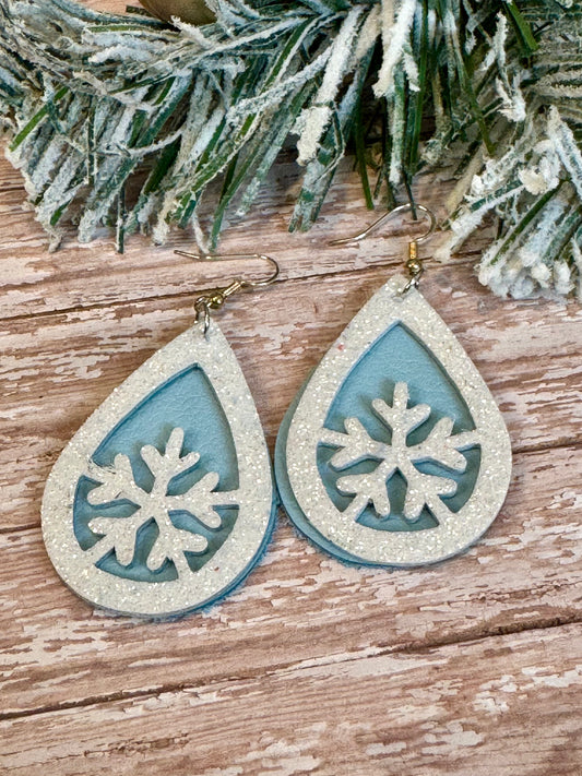 Sparkle White with Blue Snowflake