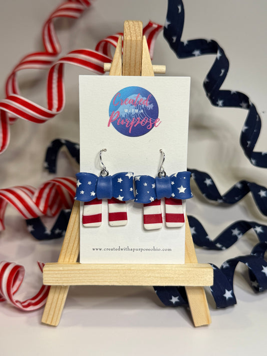 Star & Stripes Bow Dangles