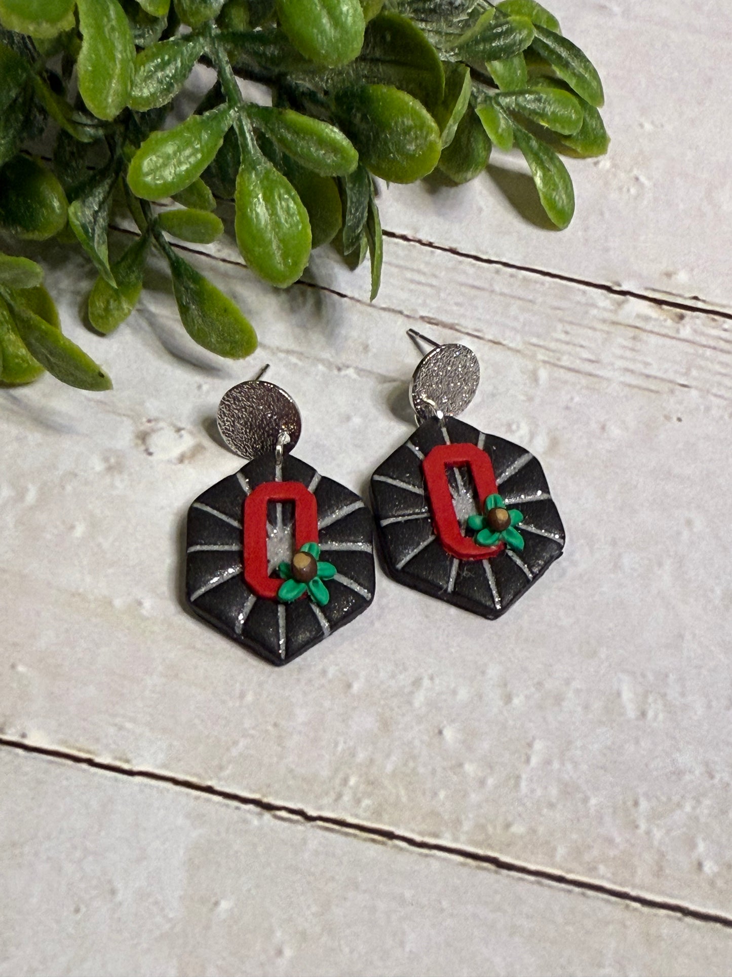 Black with O Earrings