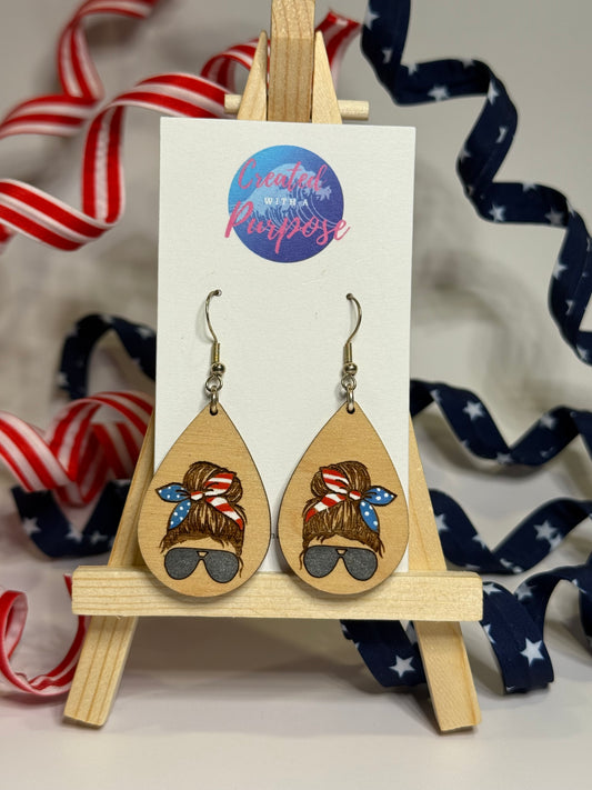 Patriotic Messy Bun Earrings
