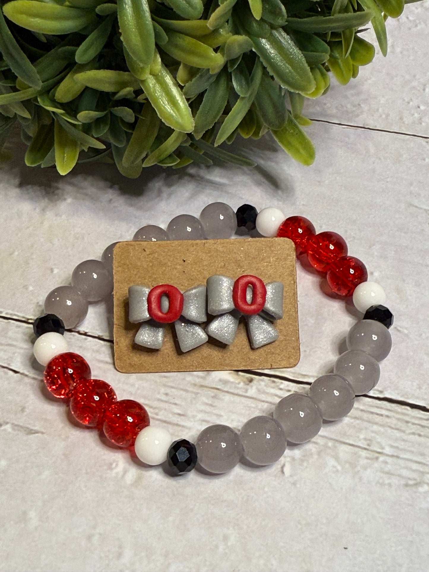 Red and Gray Stripe Bracelet