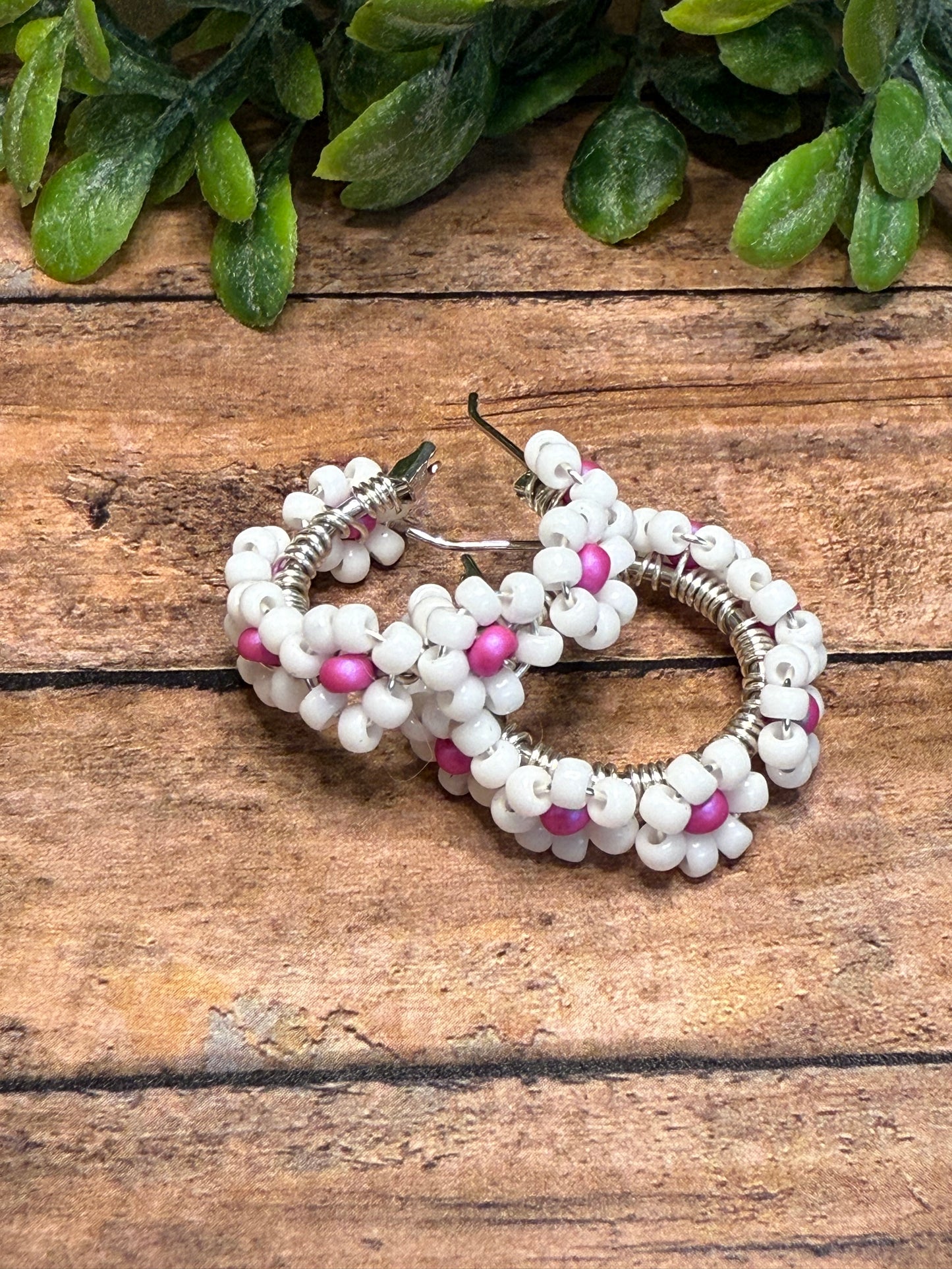 White and Pink Flower Hoop