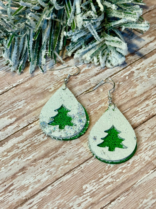 Green Sparkle with White Christmas Tree