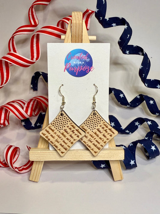 Pledge Flag Wooden Earrings