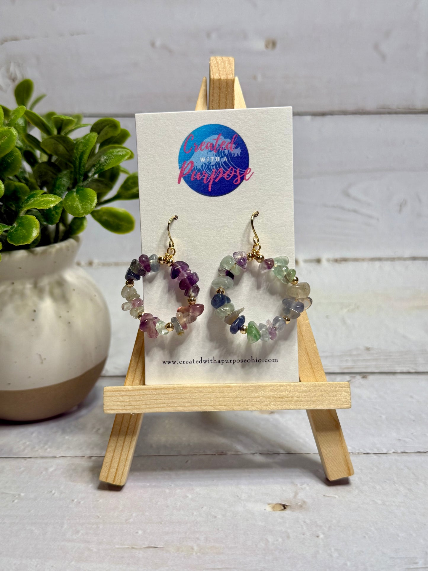 Purple/Green Circle Earrings