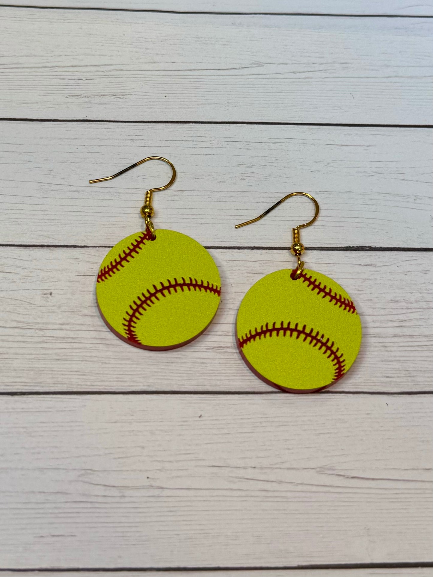 Acrylic Softball Earrings
