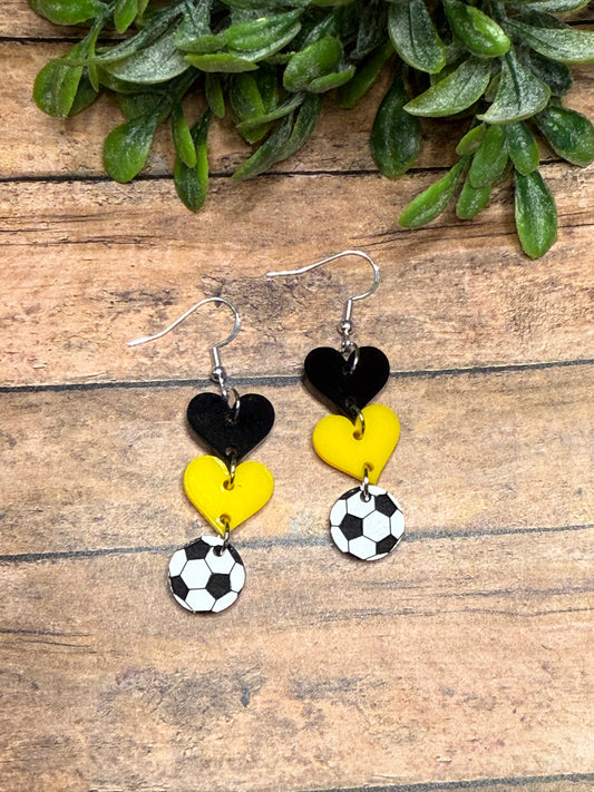Black and Yellow Hearts Soccer