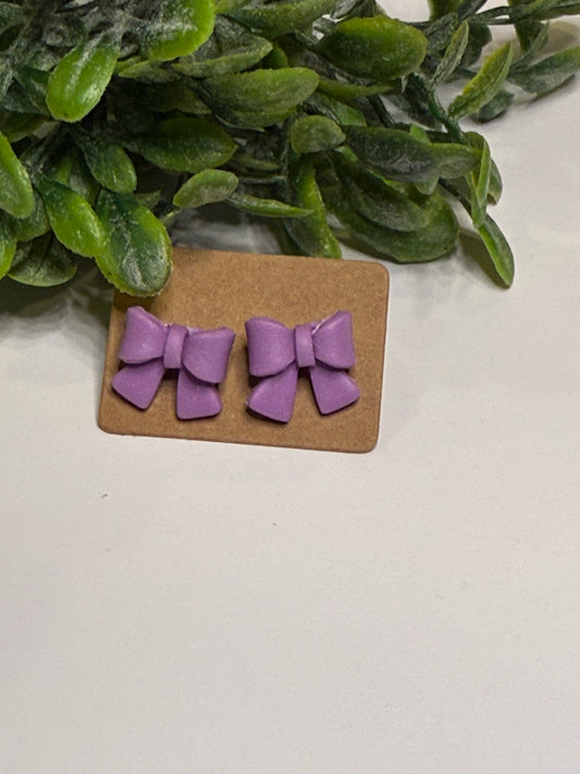 Purple Bow Studs