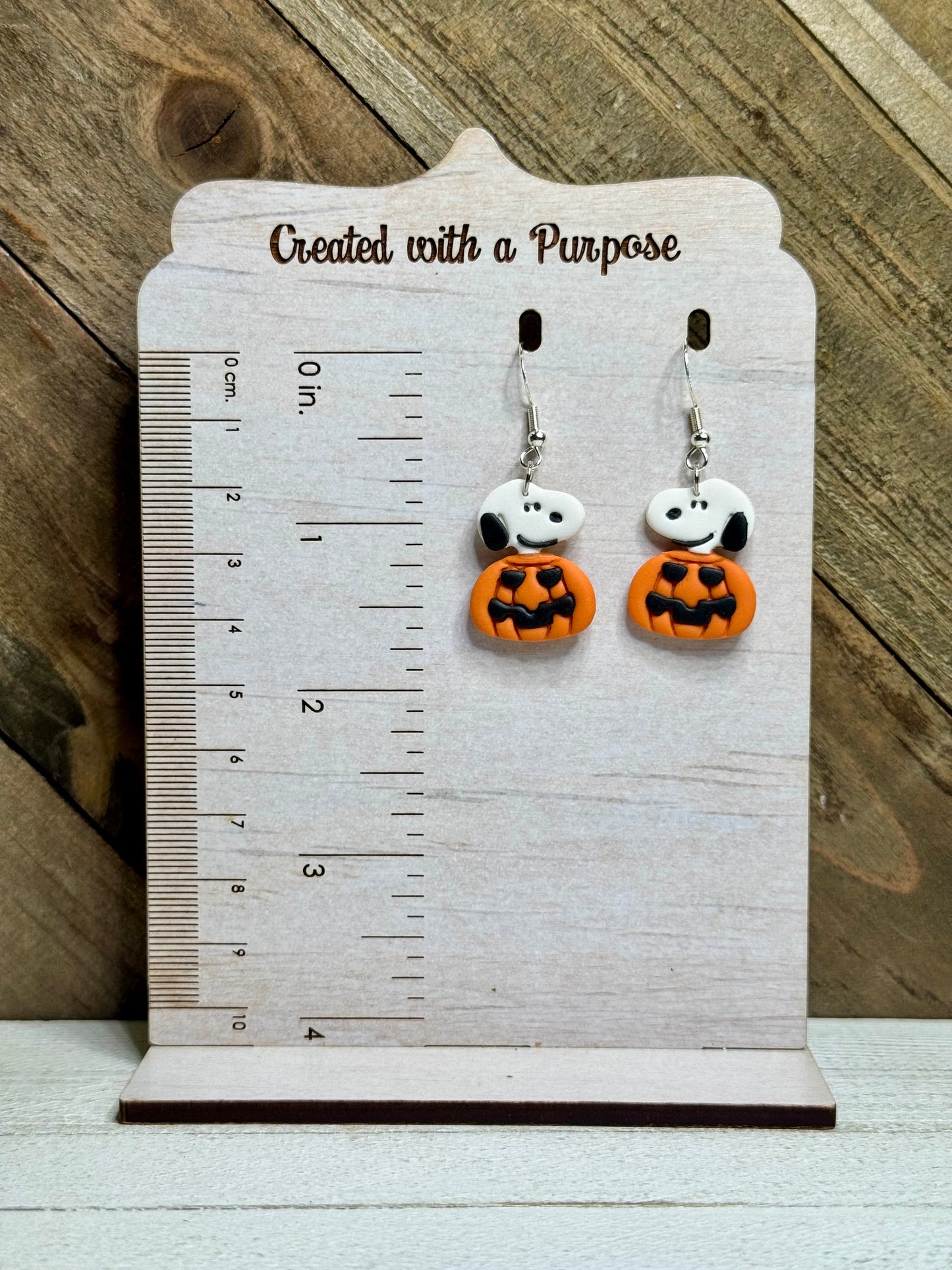 White Dog Pumpkin Earrings