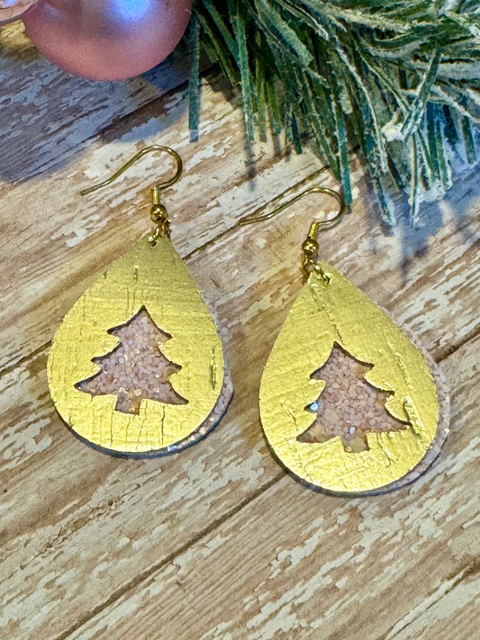 Pink Sparkle with Gold Christmas Tree