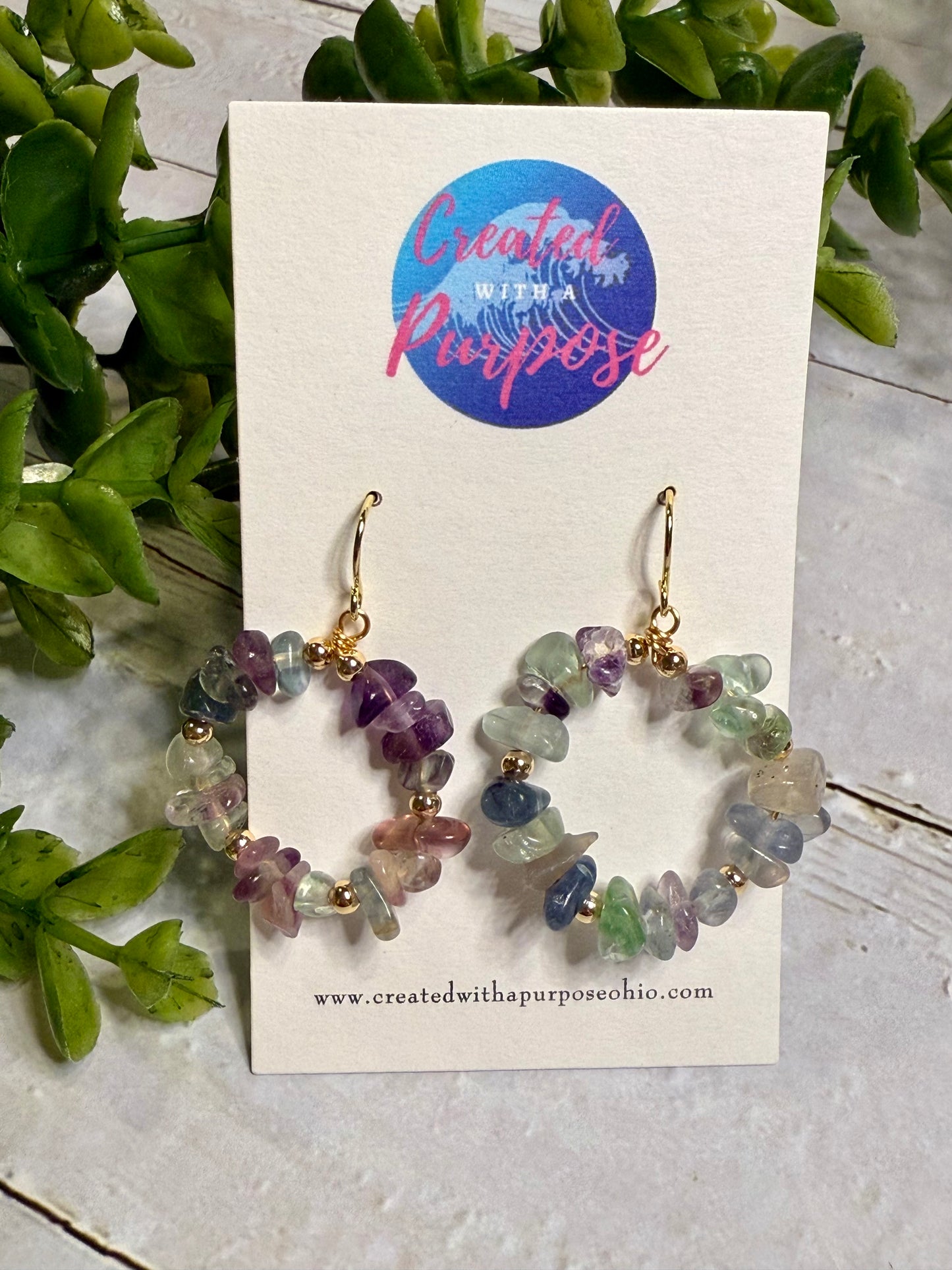 Purple/Green Circle Earrings