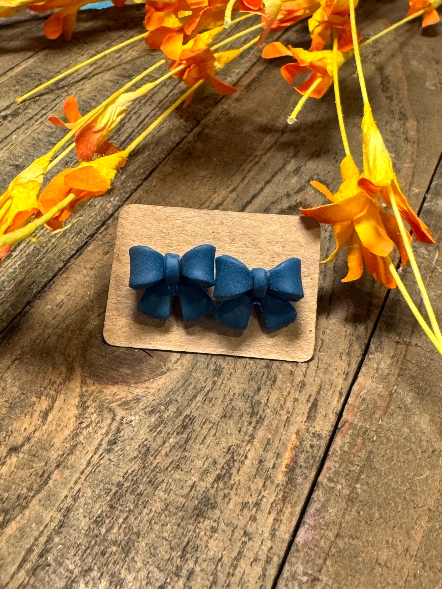 Teal Bow Studs