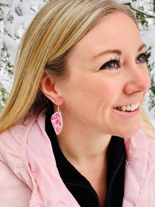 Pink Hearts Folded Earrings