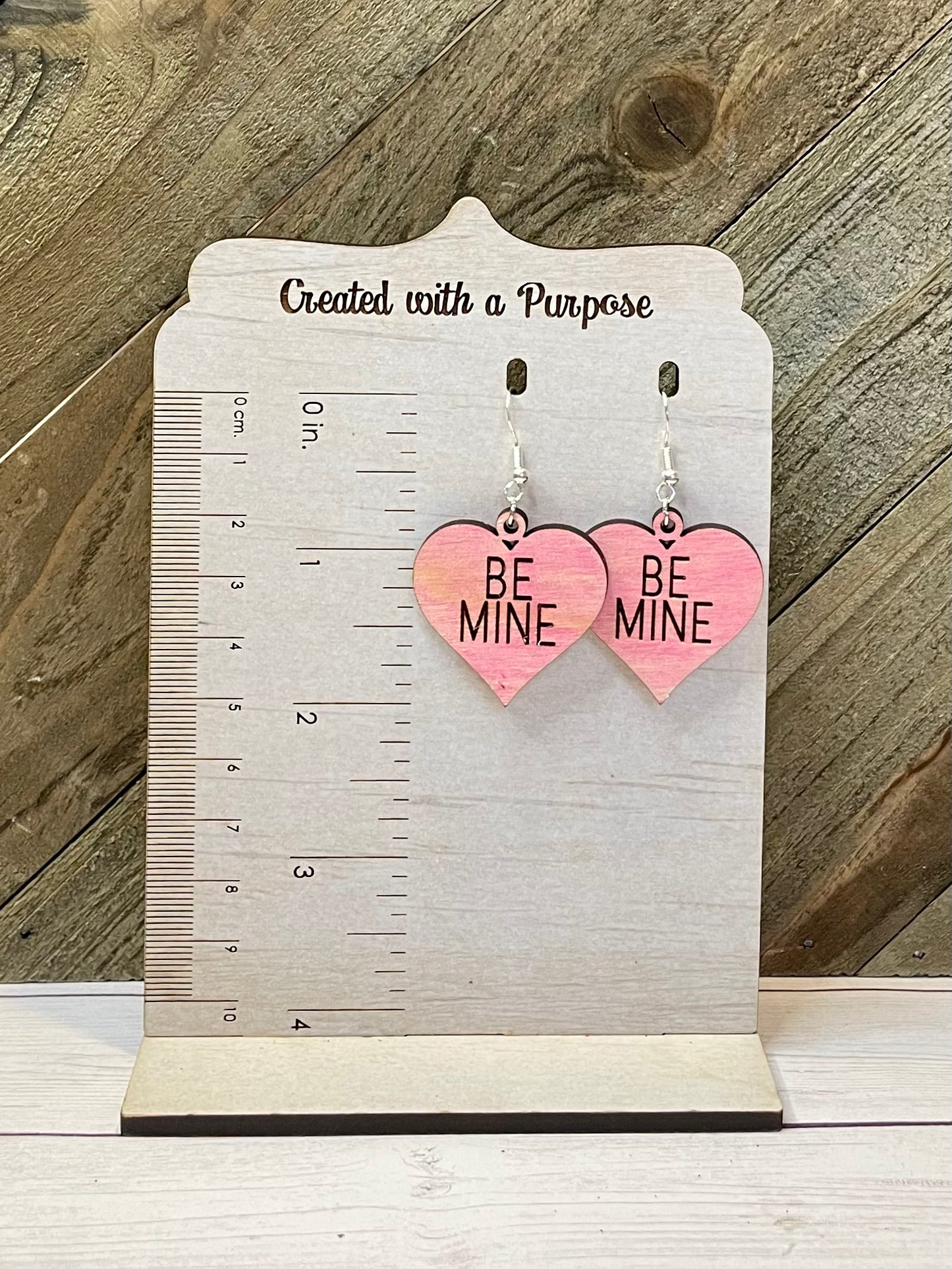 Be Mine Wooden Heart Earrings