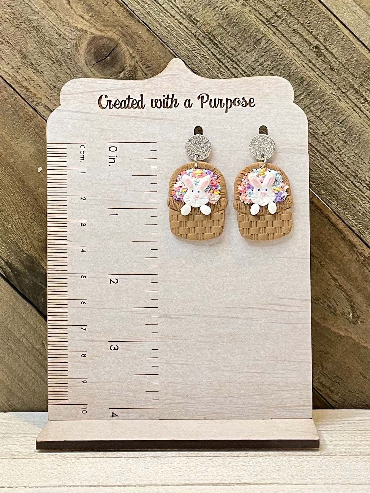 Bunny Flower Basket Earrings
