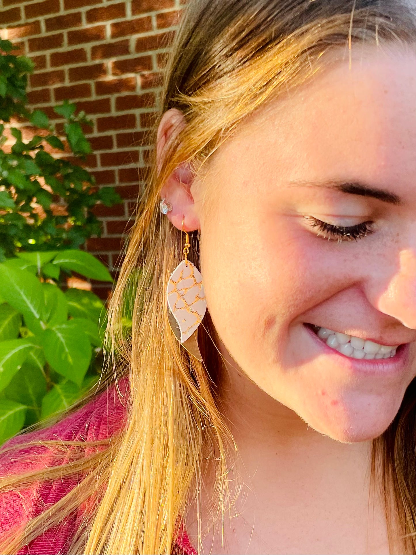 Gold & Olive Wing Earrings