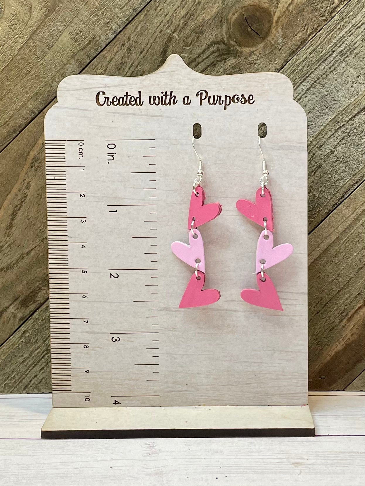 Dark Pink and Light Pink Heart Earrings