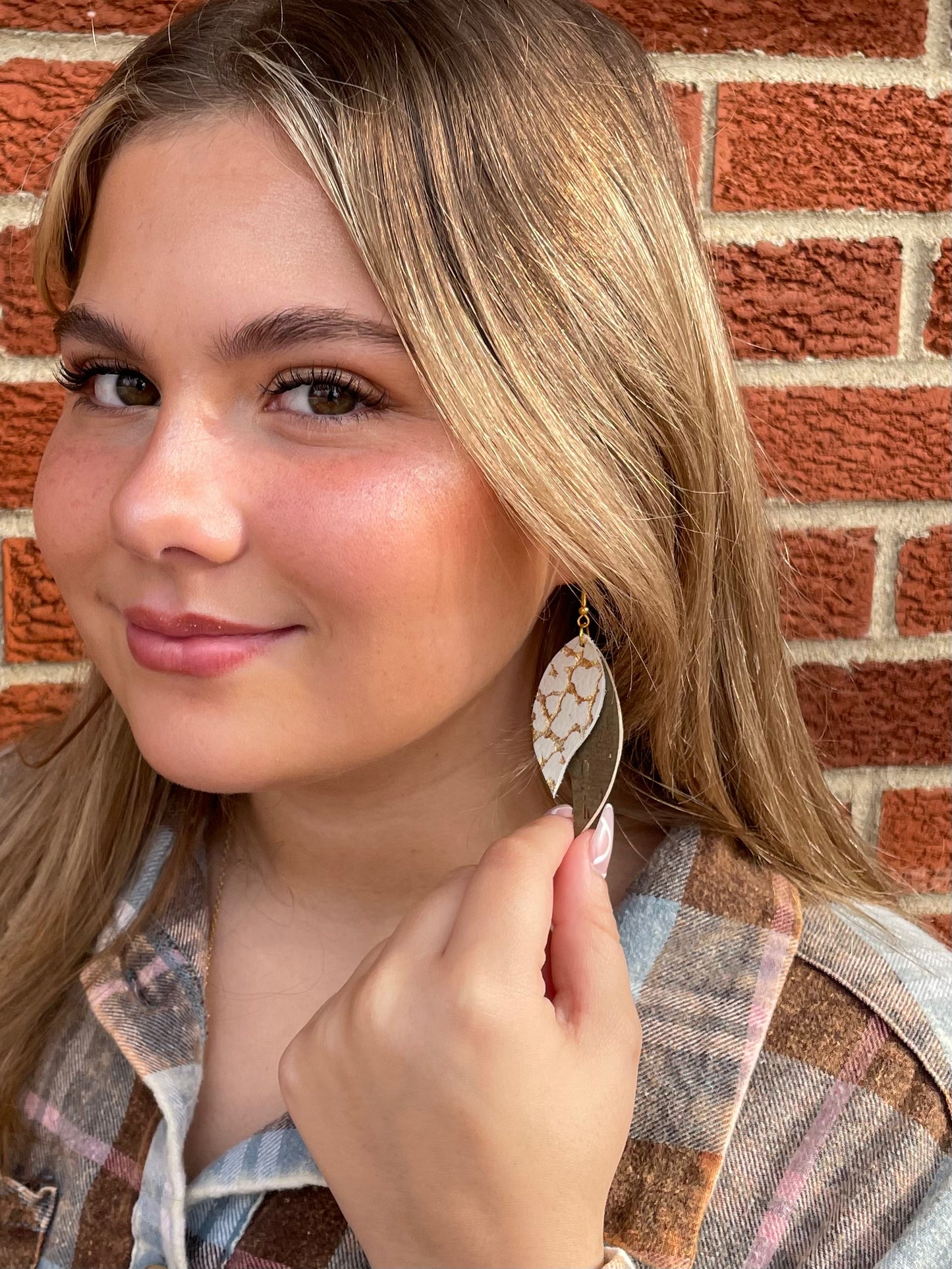 Gold & Olive Wing Earrings