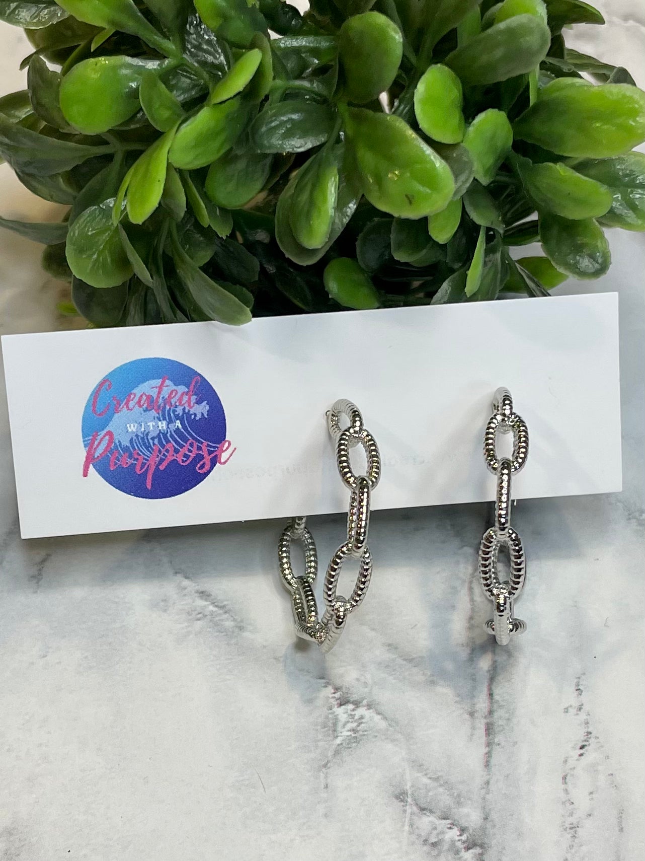 Silver Chain Hoops