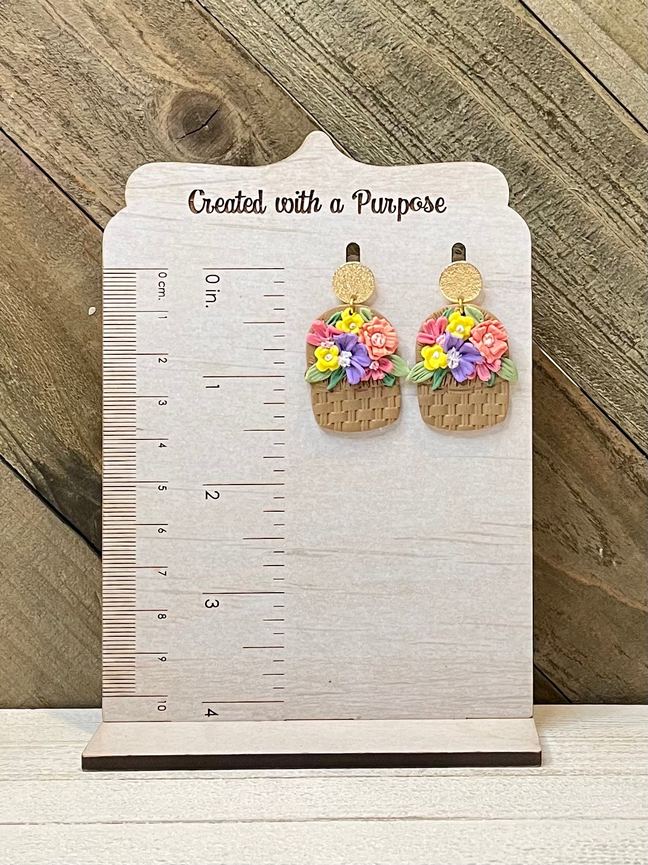Polymer Clay Flower Basket Earrings