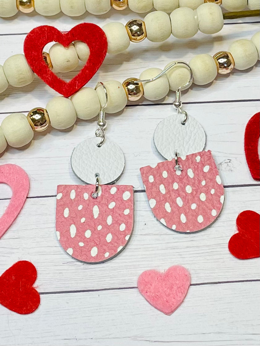 Pink With White Dots Earrings