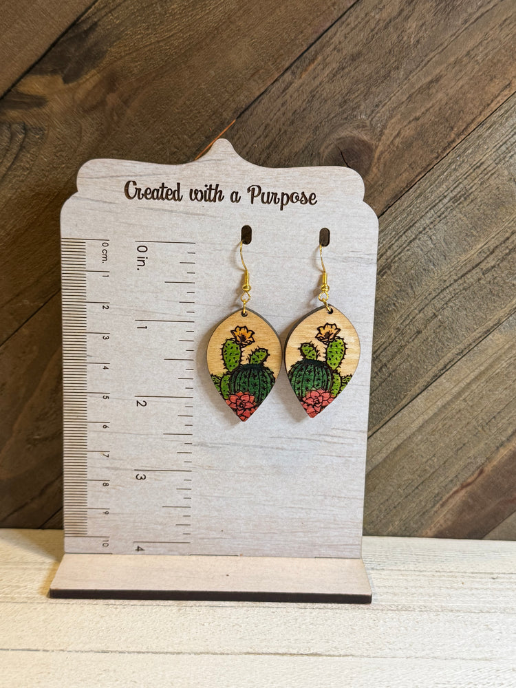 Cactus Wood Earrings