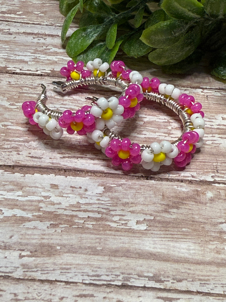 Pink and White Flower Hoop