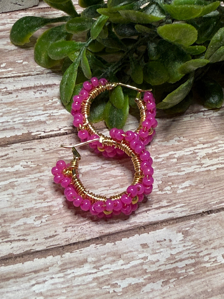 Pink and Gold Flower Hoop