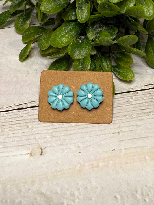Aqua with White Center Flowers