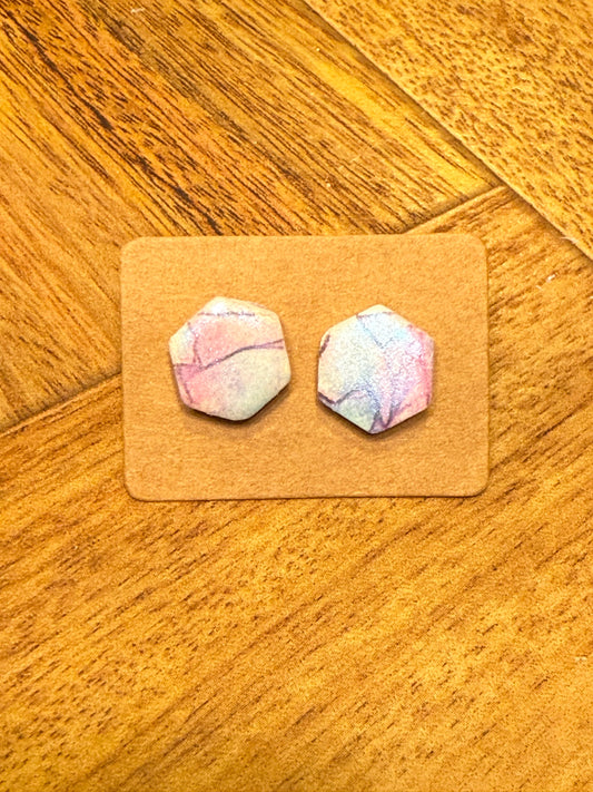 Multi Color Hexagon Studs