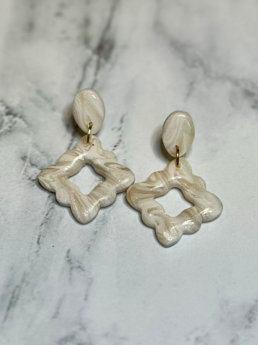 White Marble Simple Earrings