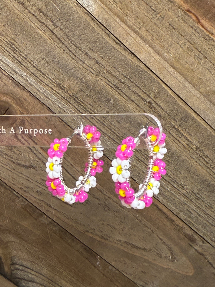 Pink and White Flower Hoop